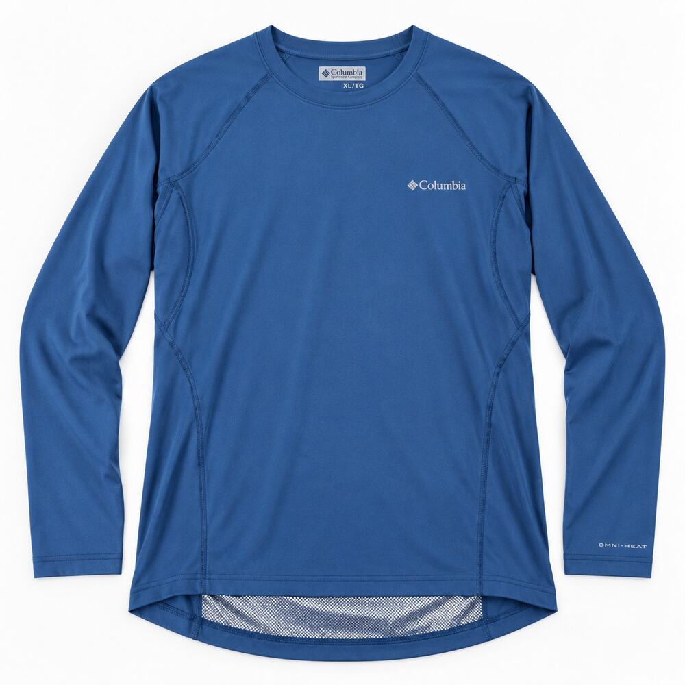 Columbia Omni-Heat Midweight Baselayer Shirt Men XL Blue Long Sleeve XM6322